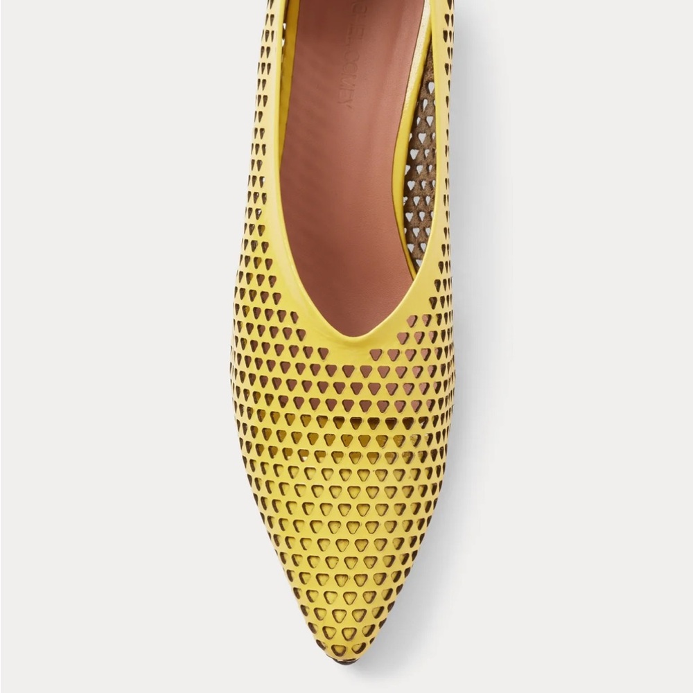 Rachel Comey Clemmie Kitten S-Punch Yellow Perforated Heels - Picture 4 of 10